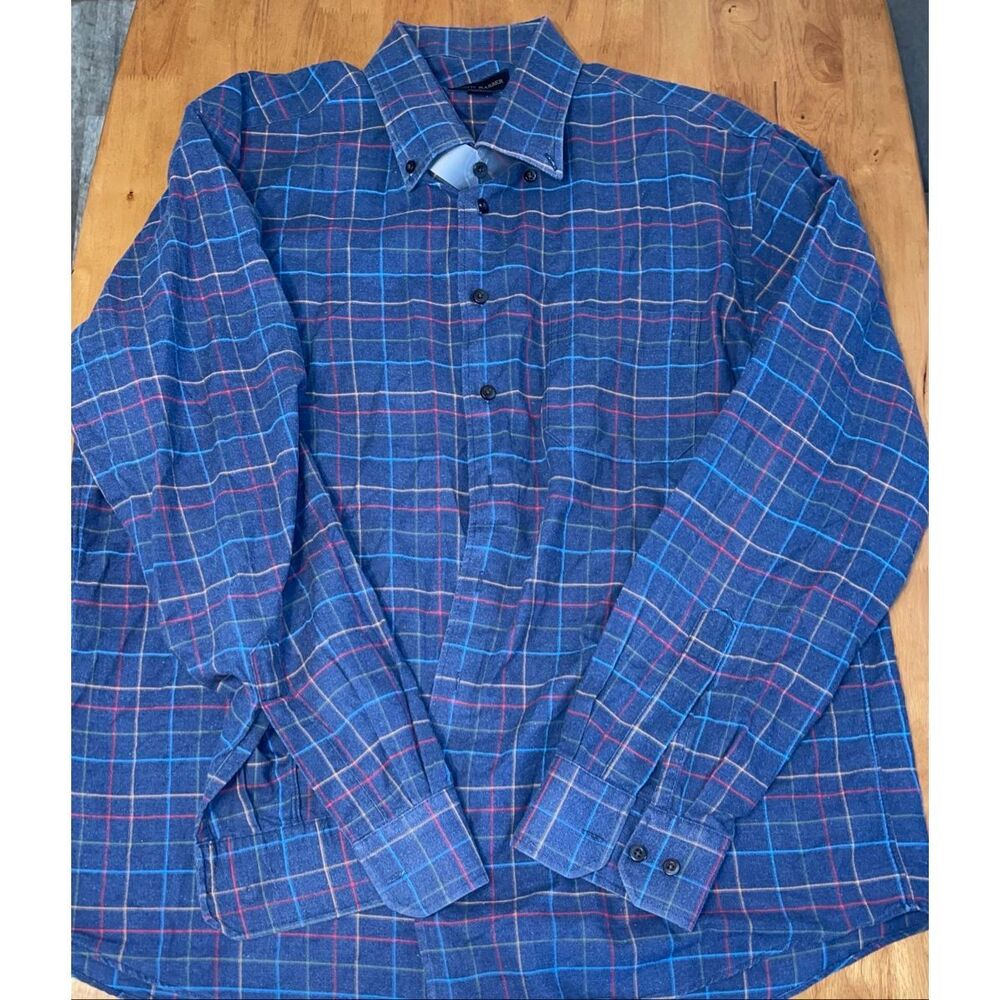 Scott Barber Mens XL‎ Long Sleeve Button Down Plaid Checkered Cotton Shirt